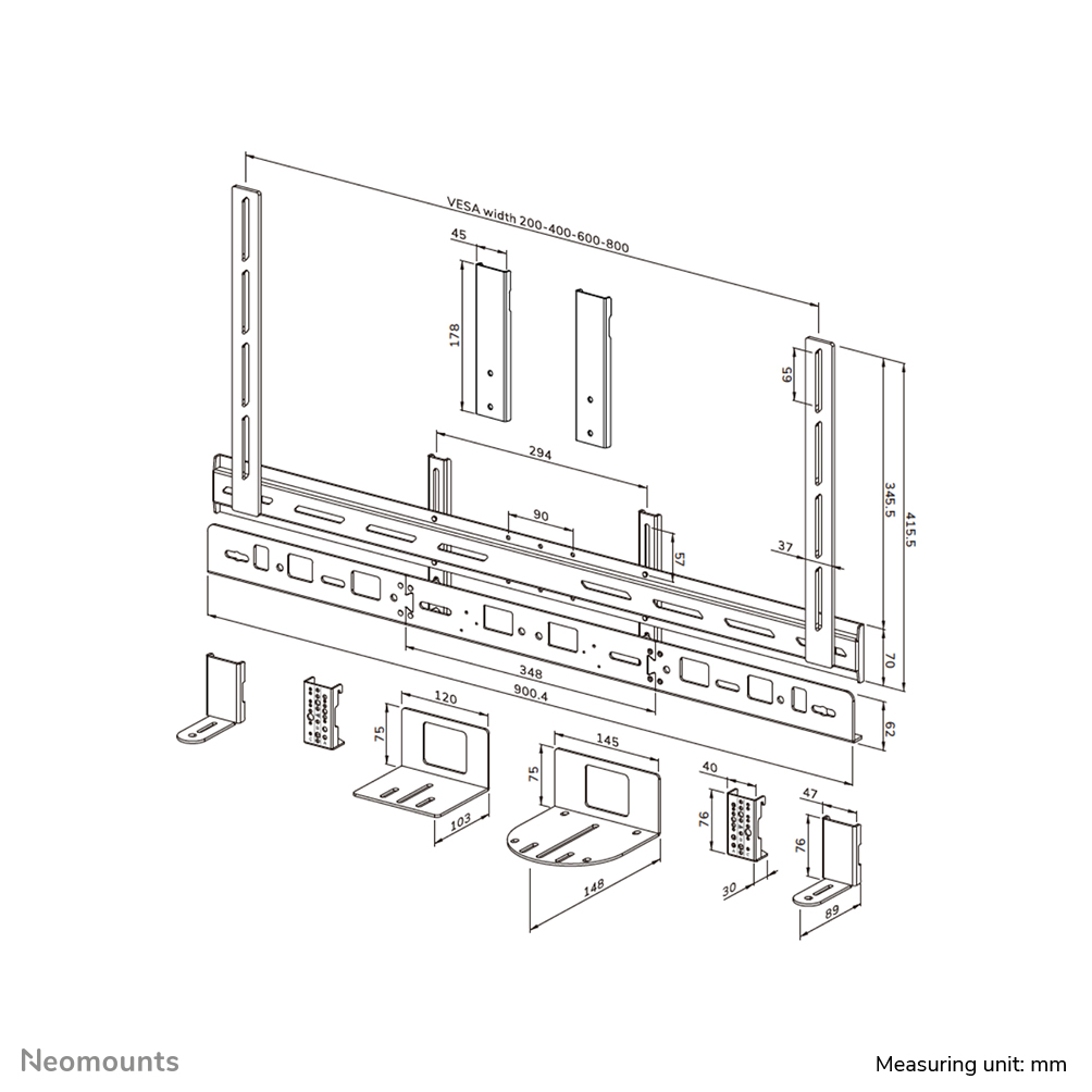 Neomounts AV30-500BL Kit vidéobar 43-110" - VESA - max 10 kg - universel